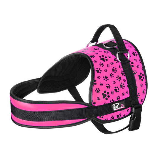 Pet Armour Dog Harness | Leather Adjustable Durable Waterproof | No Pull with Padded Handle| Pink Paws