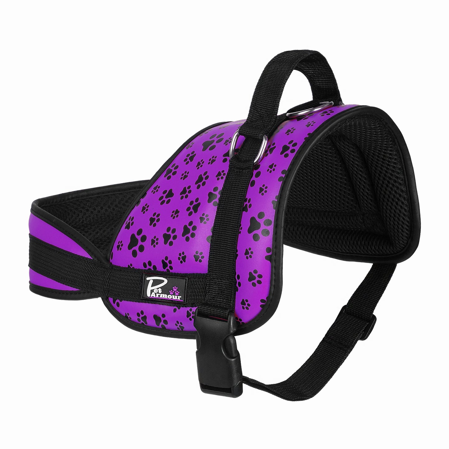 Pet Armour Dog Harness | Leather Adjustable Durable Waterproof | No Pull with Padded Handle| Purple Paws