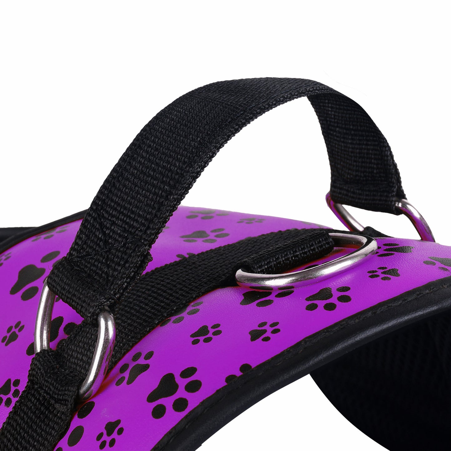 Pet Armour Dog Harness | Leather Adjustable Durable Waterproof | No Pull with Padded Handle| Purple Paws