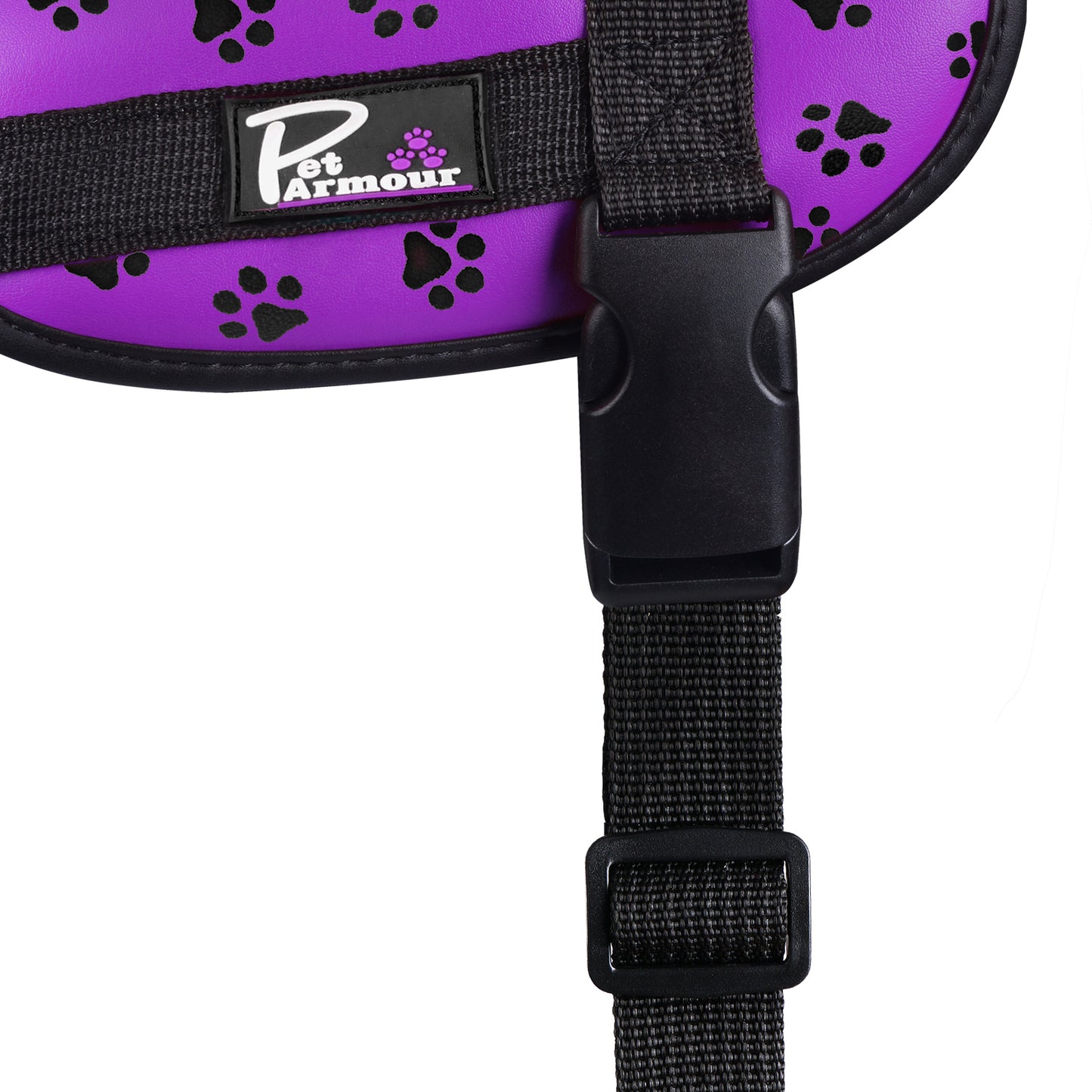 Pet Armour Dog Harness | Leather Adjustable Durable Waterproof | No Pull with Padded Handle| Purple Paws