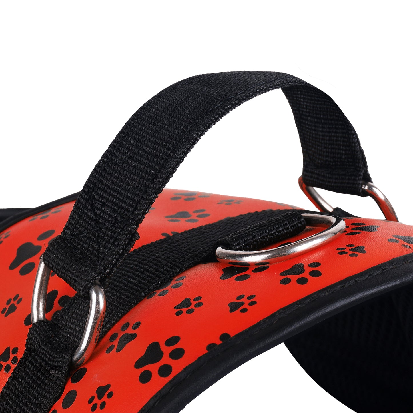 Pet Armour Dog Harness | Leather Adjustable Durable Waterproof | No Pull with Padded Handle| Red Paws