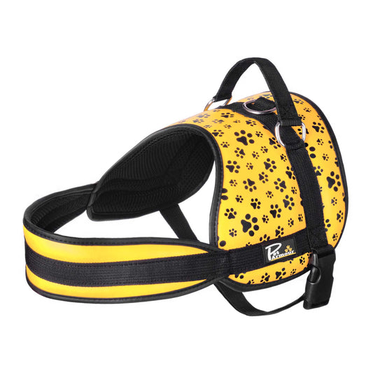 Pet Armour Dog Harness | Leather Adjustable Durable Waterproof | No Pull with Padded Handle| Yellow Paws